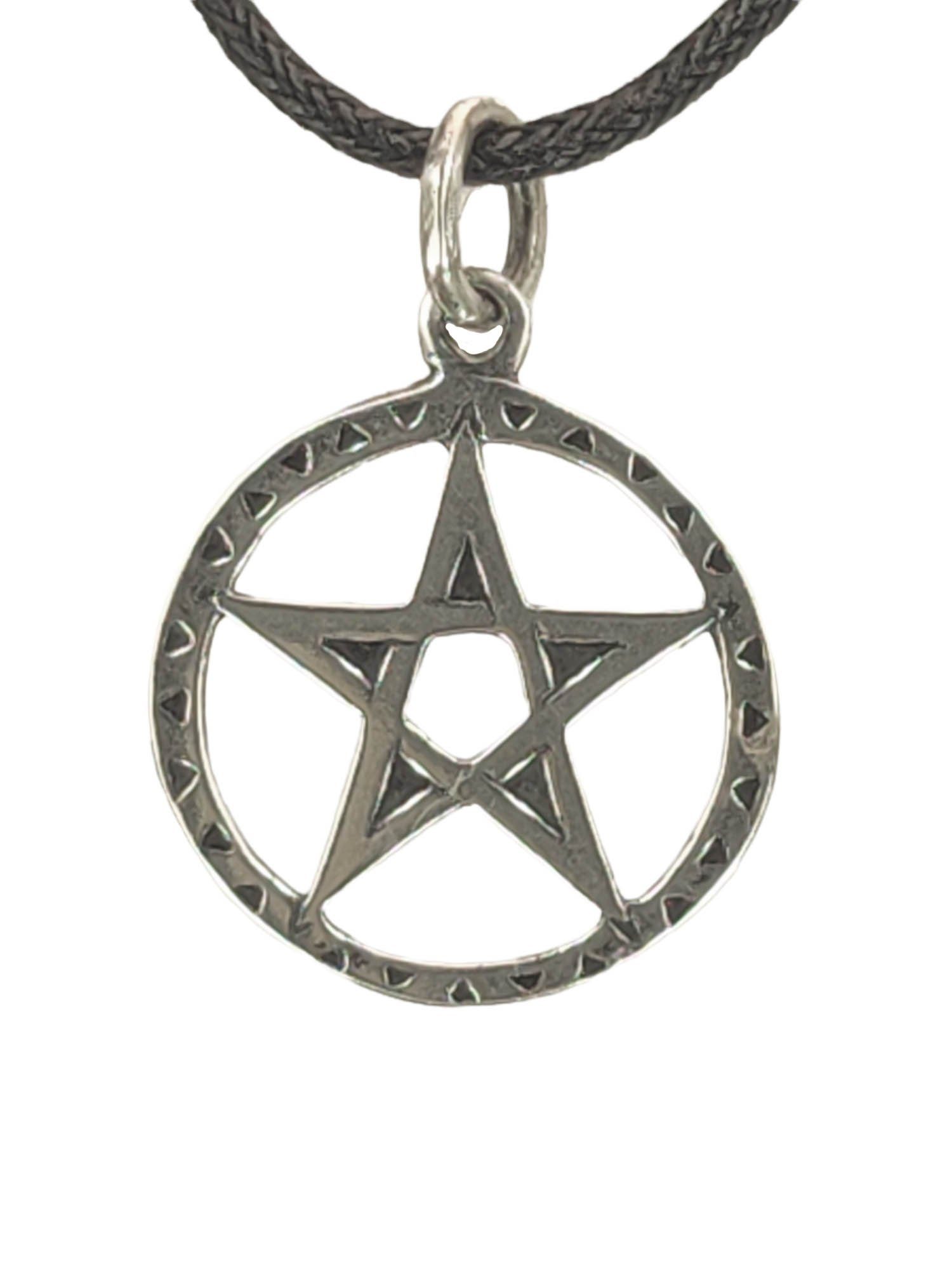 Amulett Schutz Silber of Kettenanhänger Anhänger Magie 925 Zauberei Kiss Pentagramm Leather