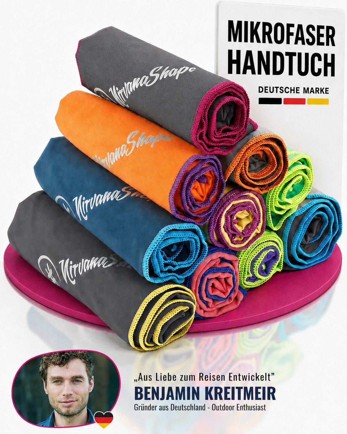 NirvanaShape Sporthandtuch Mikrofaser Handtuch, Badehandtuch, Reisehandtuch, Sporthandtuch, saugfähig, leicht, schnelltrocknend, für Reisen, Fitness, Yoga, Sauna