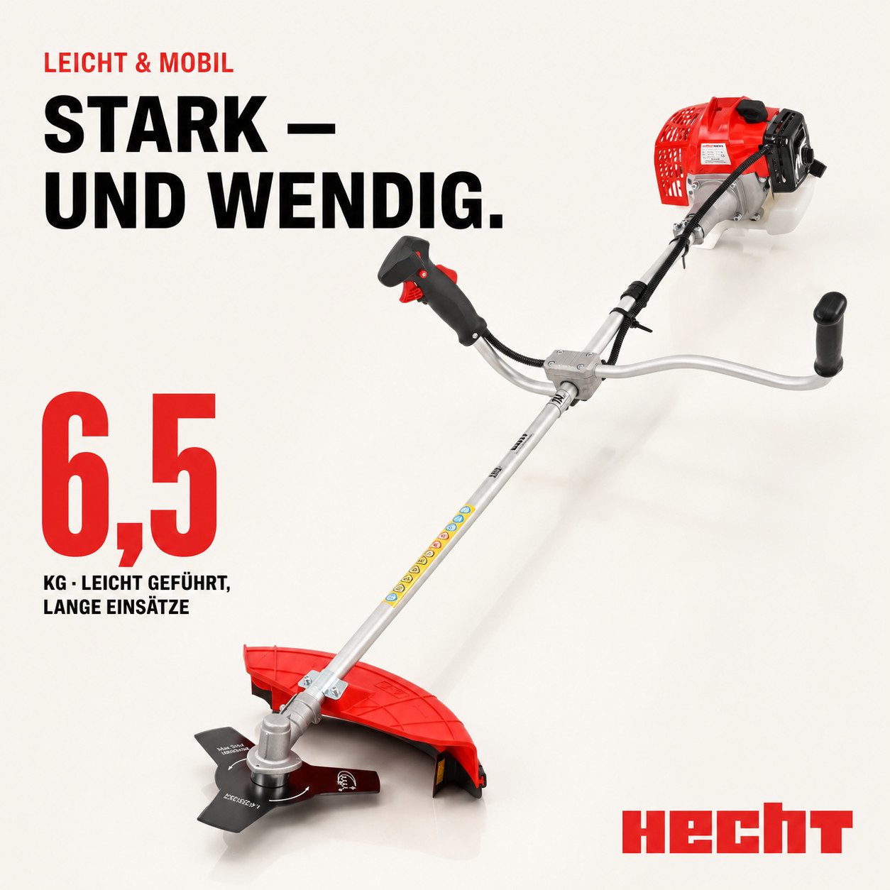 Hecht Benzin-Freischneider Motorsense 129 BTS mit Tragegurt, 25,5 cm Arbeitsbreite Messer, 43 cm Arbeitsbreite Faden, 1,1 PS – Bild 5 von 5