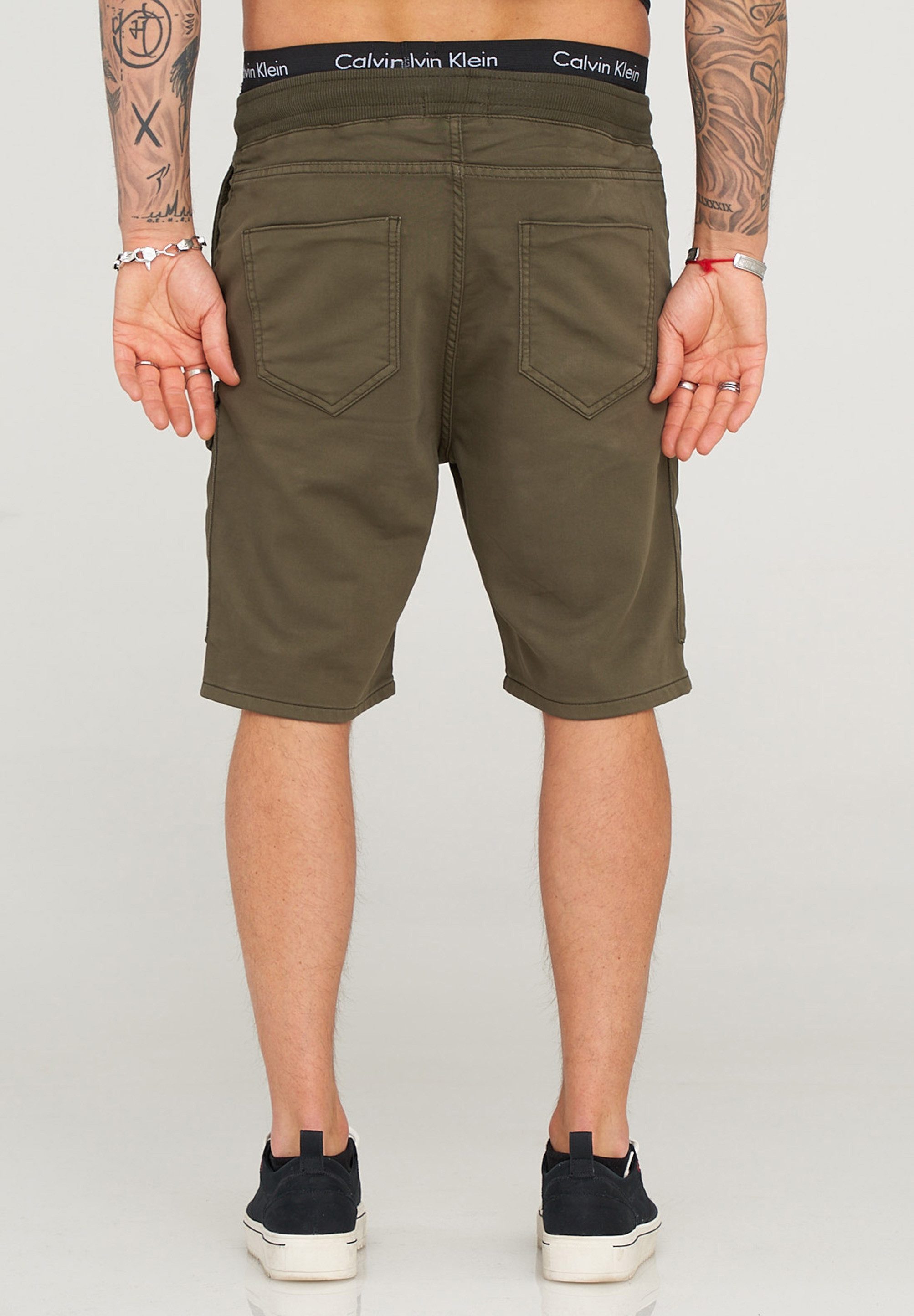 behype Cargoshorts Kurze Hose für Herren im Regular-Fit Mit Gummibund & Tunnelzug - Sommer-Shorts Bermuda