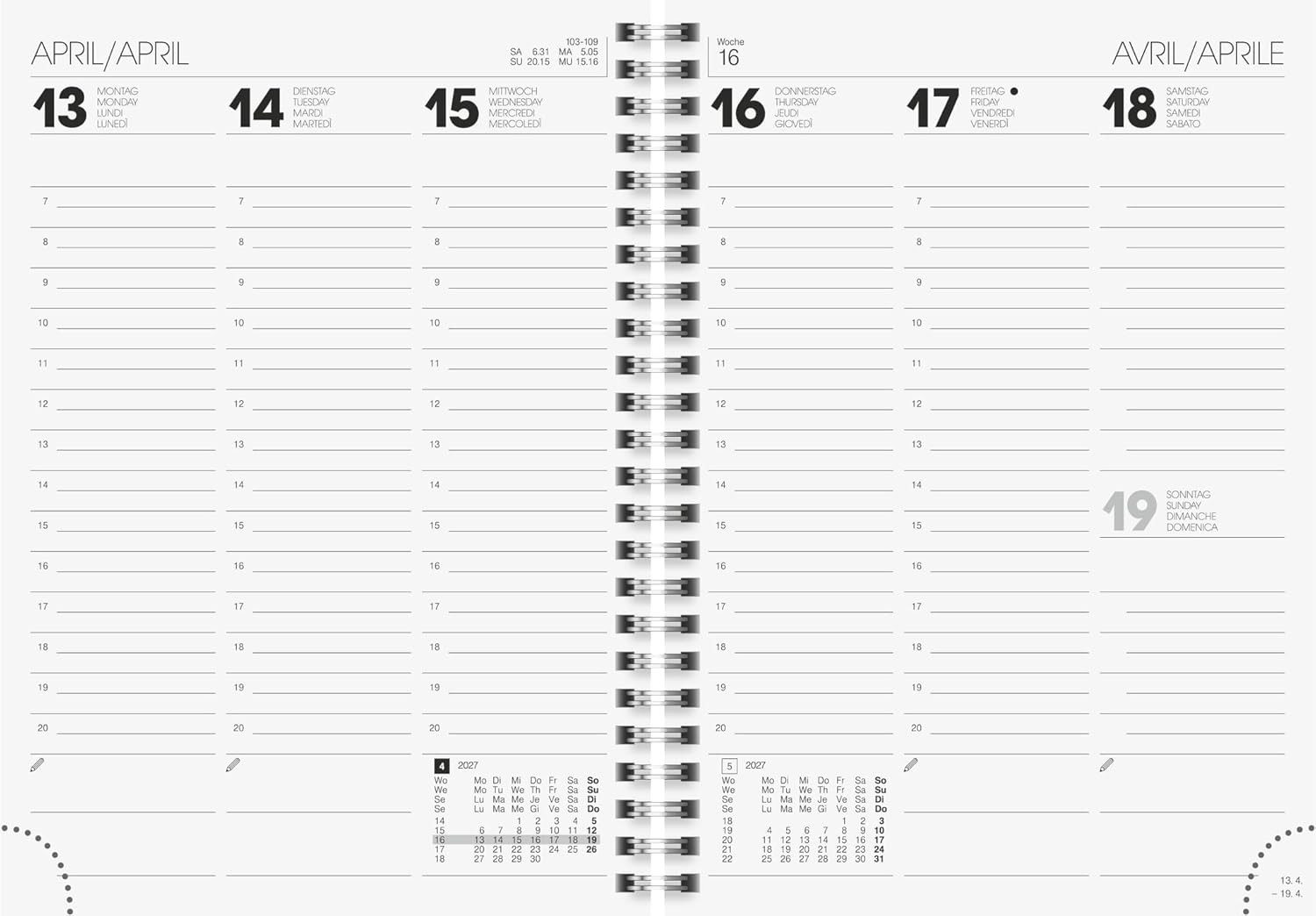 BRUNNEN Buchkalender BRUNNEN Buchkalender Mod. 796 2027, A5, Karton, blau
