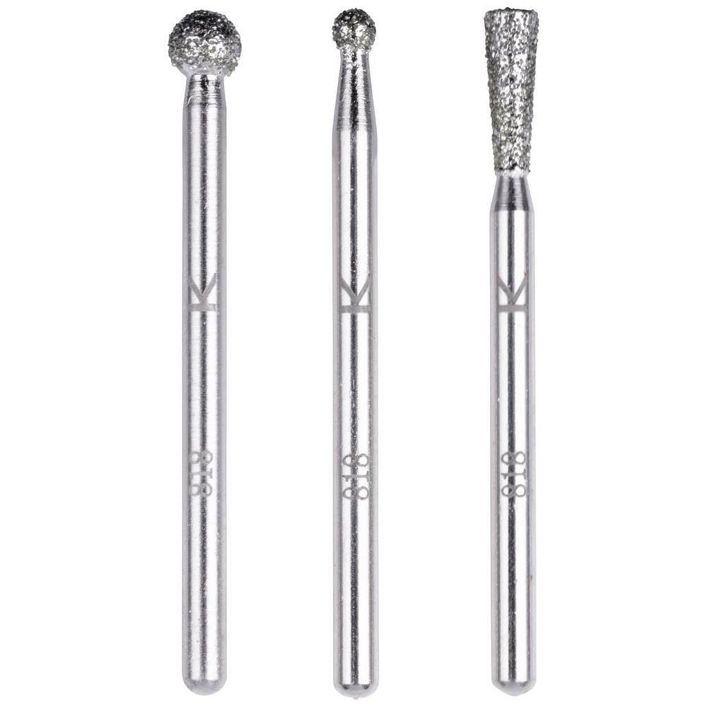 Wolfcraft Schleifstift Diamantschleifstift-Set, kugel- und kegelförmig, 3-tlg 5988000