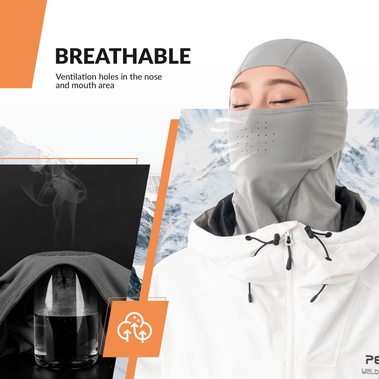 ROCKBROS Sturmhaube Balaclava Winter Skimaske Winddichte Atmungsaktive Gesichtsmaske M/L MULTIFUNKTIONAL