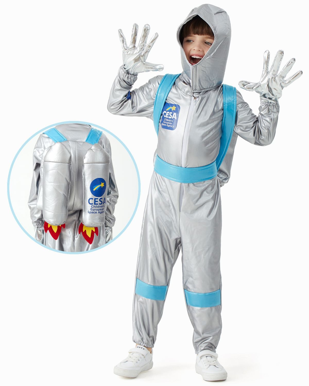 Corimori Kostüm Kinder Astronaut Kostüm, Weltraum Anzug, Set, Weltraum Kostüm – Space Suit Verkleidung für Karneval & Halloween