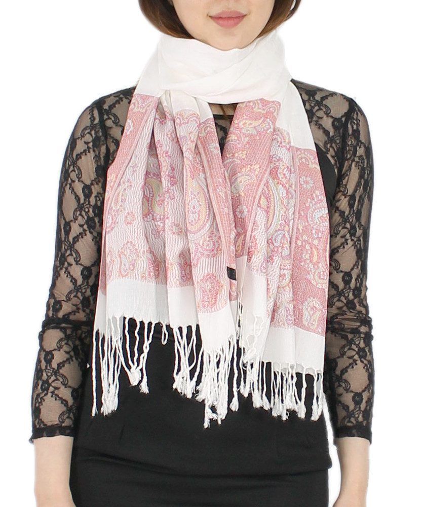 dy_mode Modeschal Eleganter Damen Schal Stola Schultertuch im Paisley Muster, mit Fransen – Bild 2 von 3