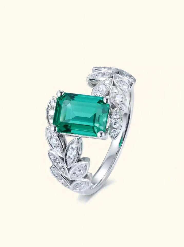 Jumpeak Verlobungsring Smaragdring Damen,Lab Grown Emerald Ring,Verlobungsring mit Diamanten, 585 Gold Ring,Promise Ring,Geschenk für Frau,Geburtstag,Weihnachten
