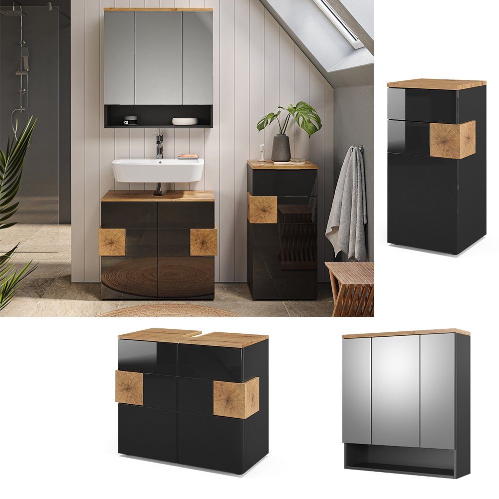 Vicco Badmöbel-Set Eden, Anthrazit/Artisan-Eiche, 3 Teile, günstig online kaufen