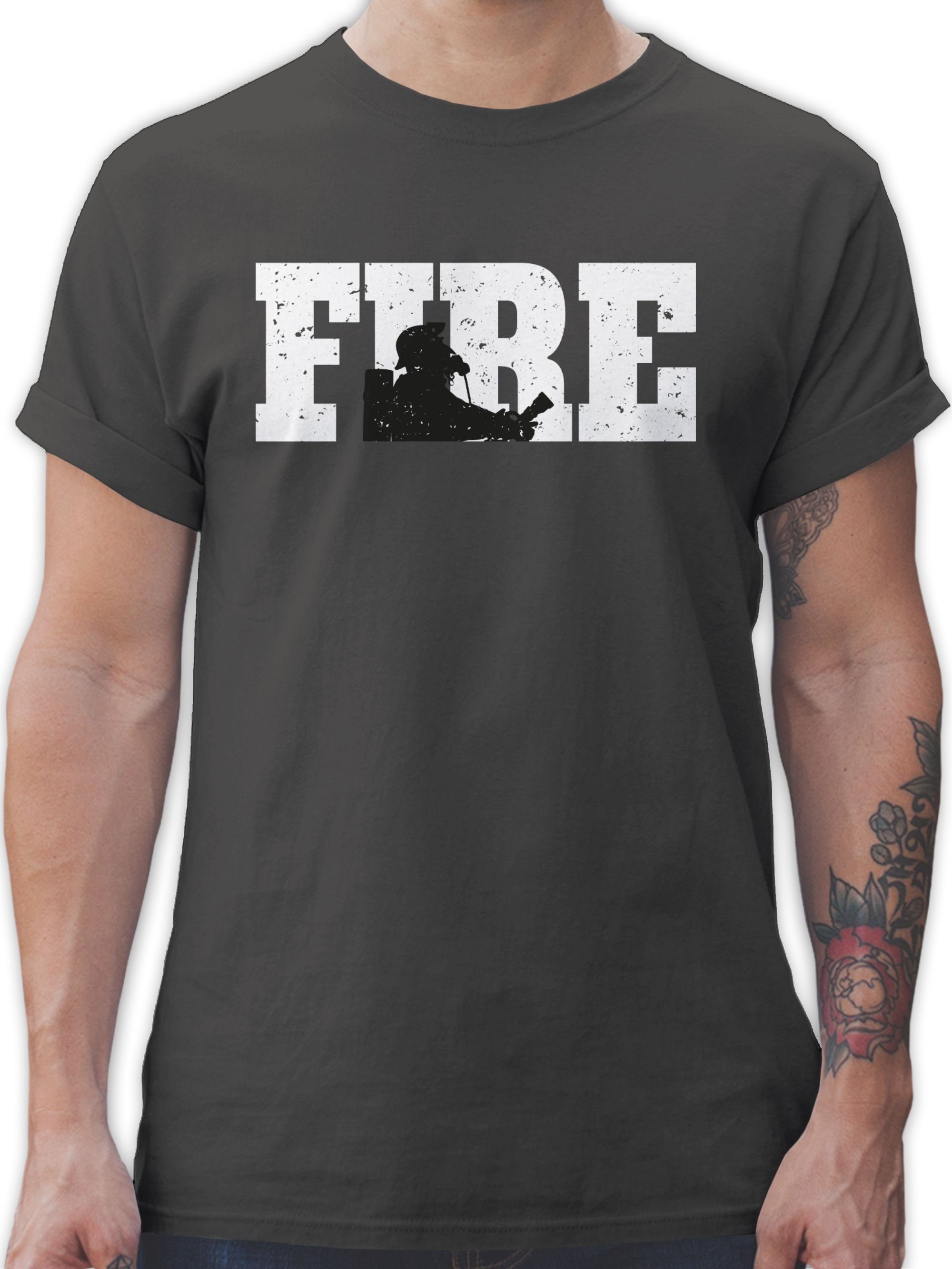 T-Shirt Dunkelgrau Feuerwehr Fire 1 Shirtracer