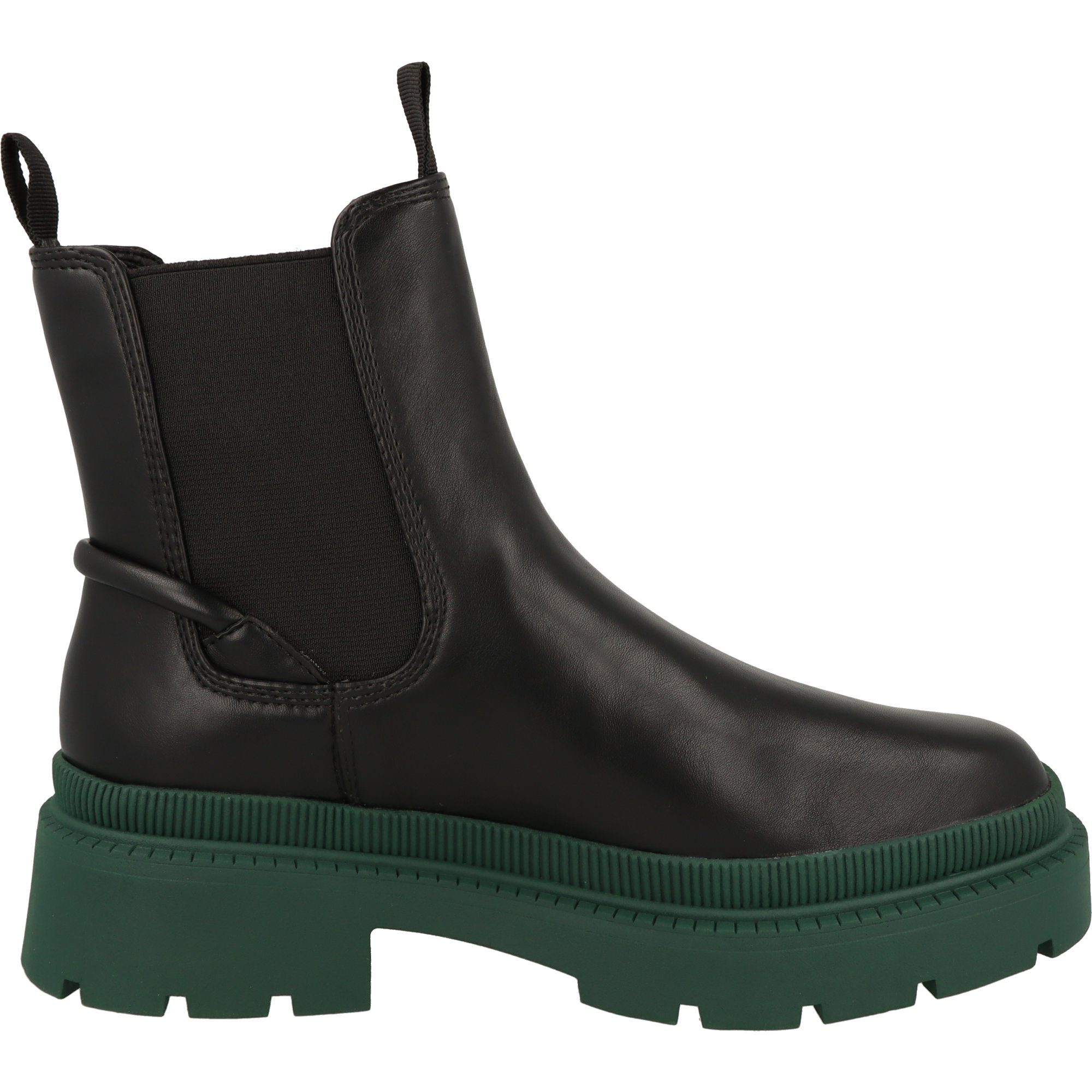 Tamaris Damen Schuhe Boots Chelseaboots Chelsea 1-25405-29 (21203619) stylische BLACK/DK.GREEN Black/Green