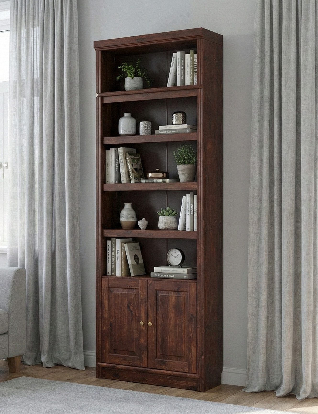 OTTO home Bücherregal mit 2 Türen Soeren Regal Aktenregal B/T/H: 80/29/220 cm, massive Kiefer, FSC®-zertifiziert