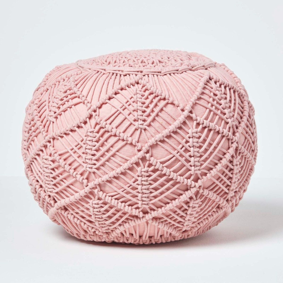 Homescapes Pouf Gehäkelter Pouf, rosa, 35 x 40 cm
