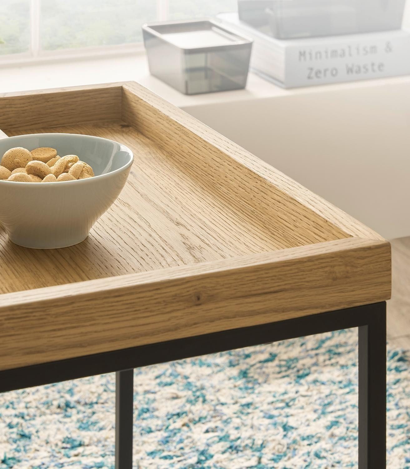 Couchtisch 2-teiliges Set UBEDA, Braun, Schwarz, Holzfurnier, Metallgestell, 2 unterschiedliche Größen