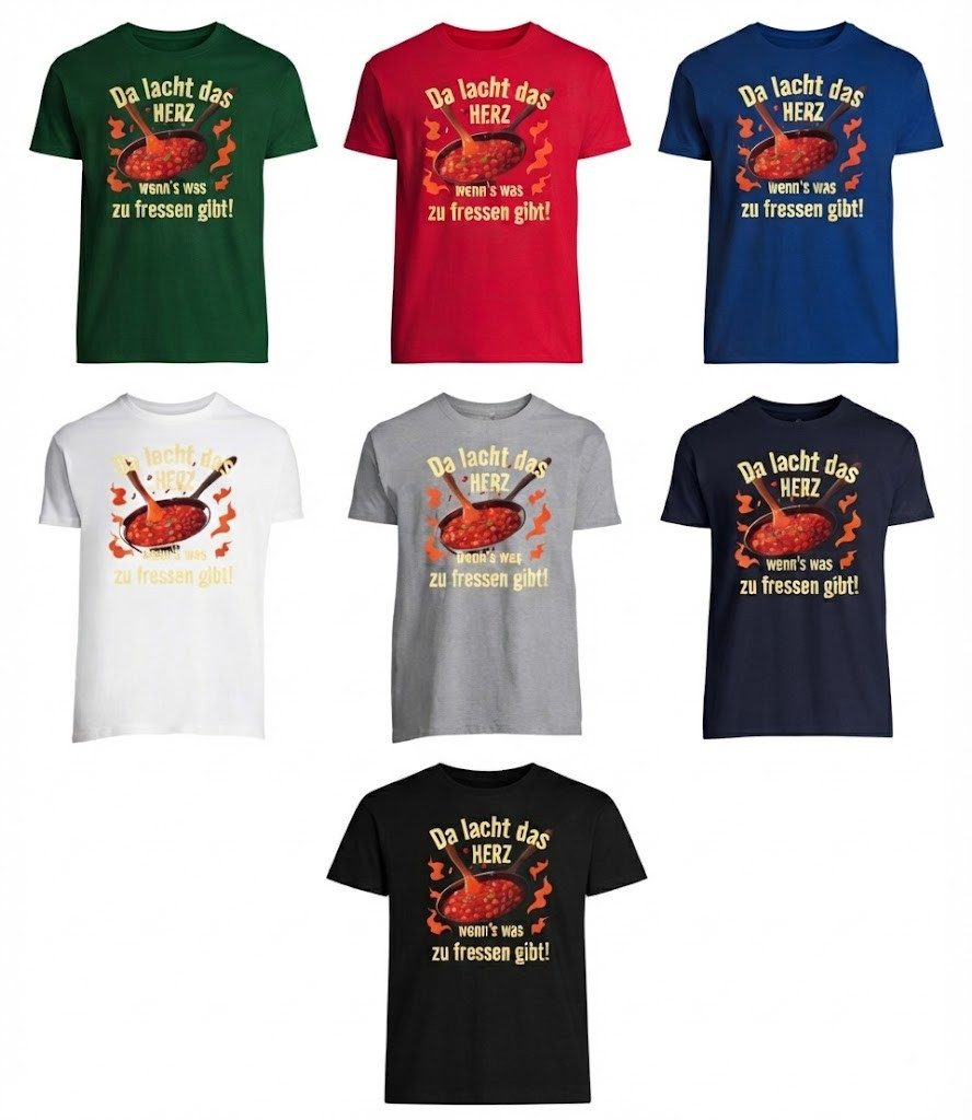 Blondie & Brownie T-Shirt Fressen Herren Shirt mit Koch Print für Foodies und Genießer im Alltag (Einzelstück, Einzelartikel) Fressen Herren Tee Pfannenfreude