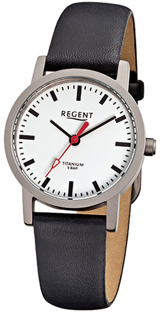 Regent Quarzuhr »Regent Damen-Armbanduhr schwarz Analog«, (Armbanduhr), Damen  Armbanduhr rund, Lederarmband schwarz
