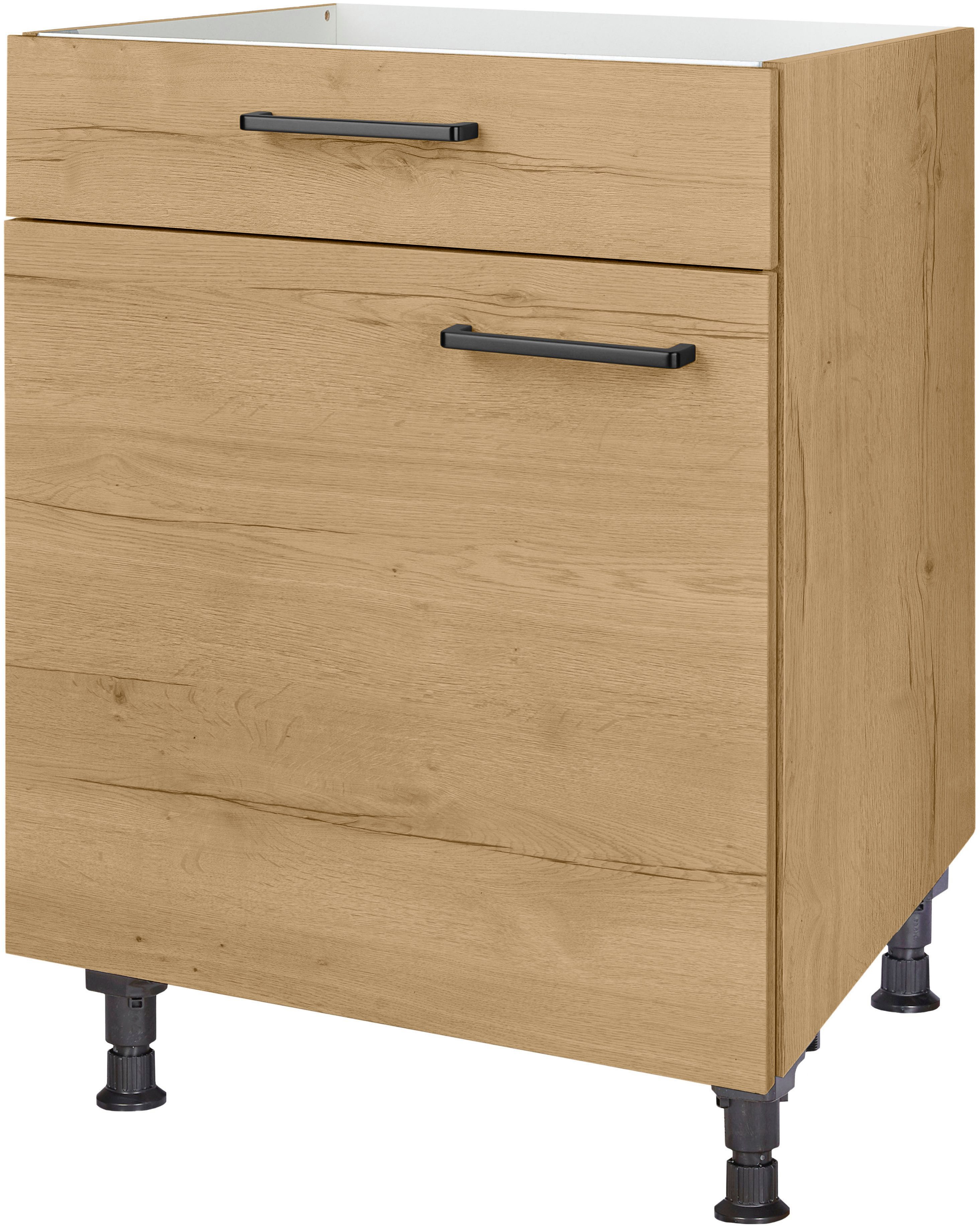 nobilia® Kochfeldumbauschrank "Structura", mit Schukasten und Tür, Ausrichtung wählbar vormontiert, Breite 60 cm