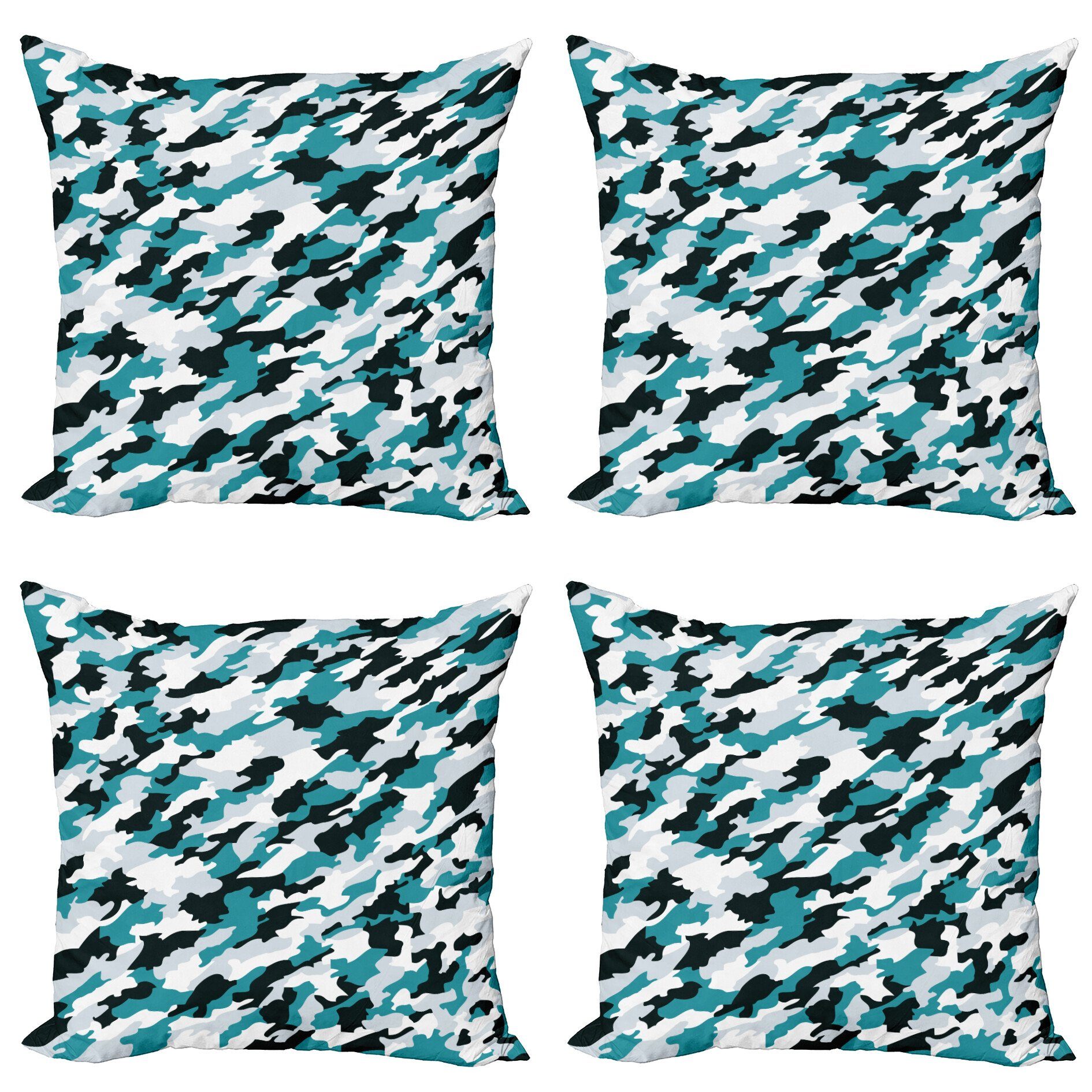 Kissenbezüge Modern Accent Doppelseitiger Digitaldruck, Abakuhaus (4 Stück), Ozean Aquatic Camouflage Tile