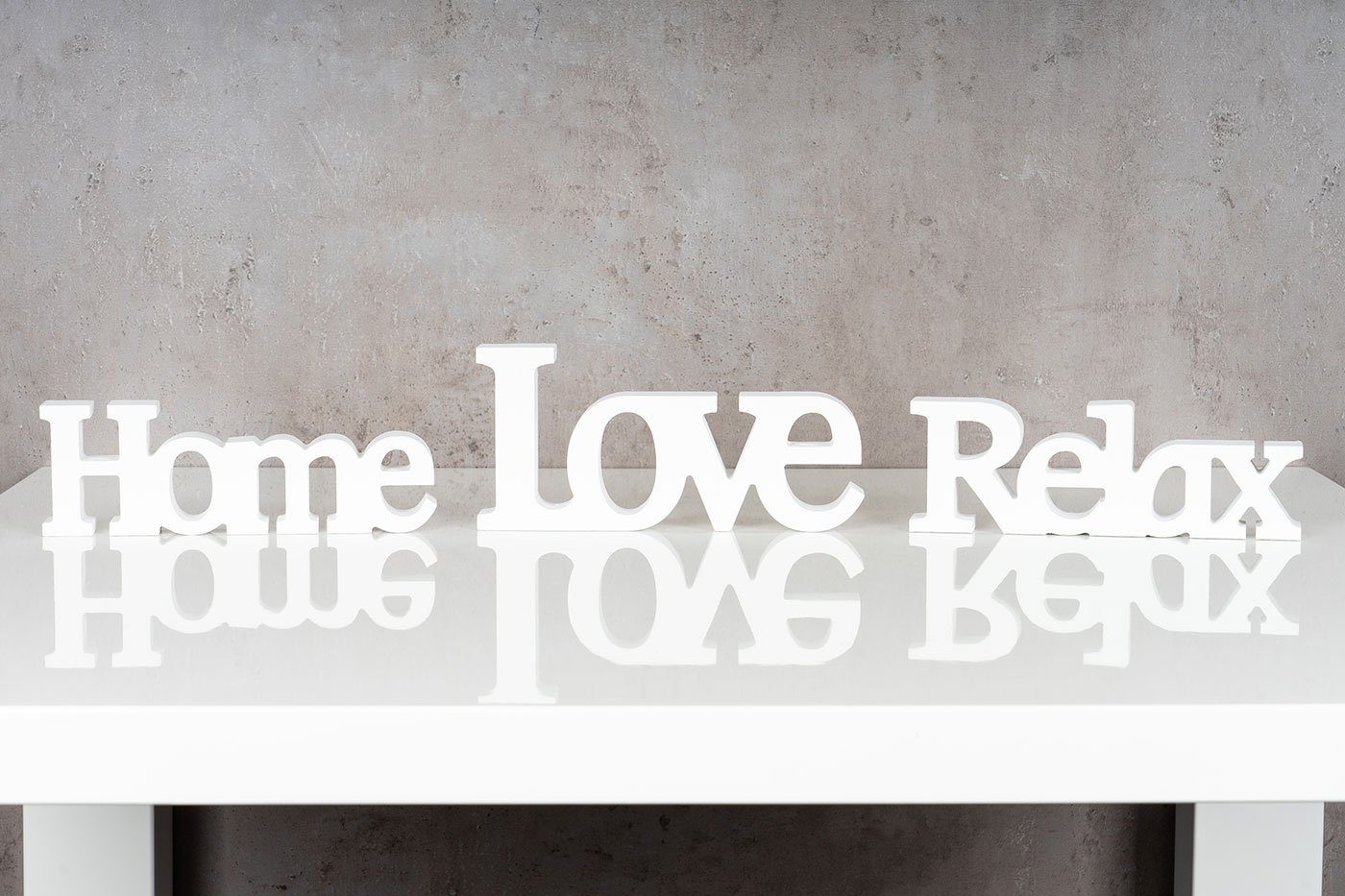 Levandeo® Schriftzug weiß shabby Home levandeo Deko-Schriftzug, 3er Relax Set Love Holz
