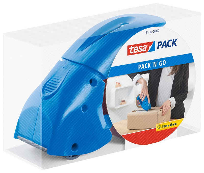 tesa Klebeband tesapack Abroller (Packung, 1-St) Packbandabroller für sicheres Verpacken - für Packband bis 48 mm