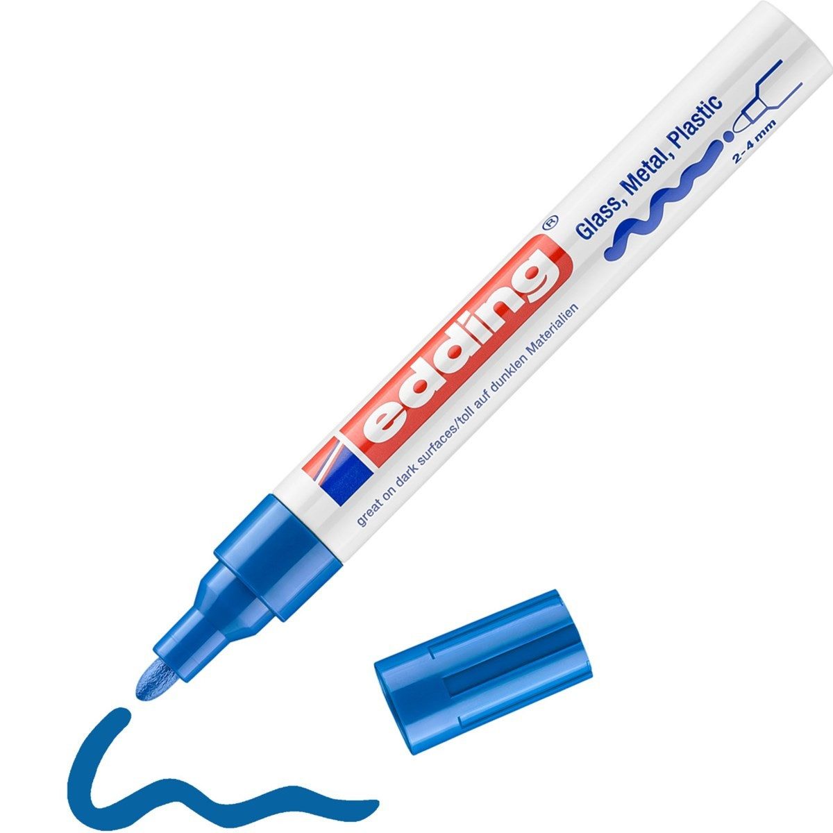 edding Lackmarker Glanzlack-Marker 750 creative Rundspitze blau, geruchsarm und wasserfest