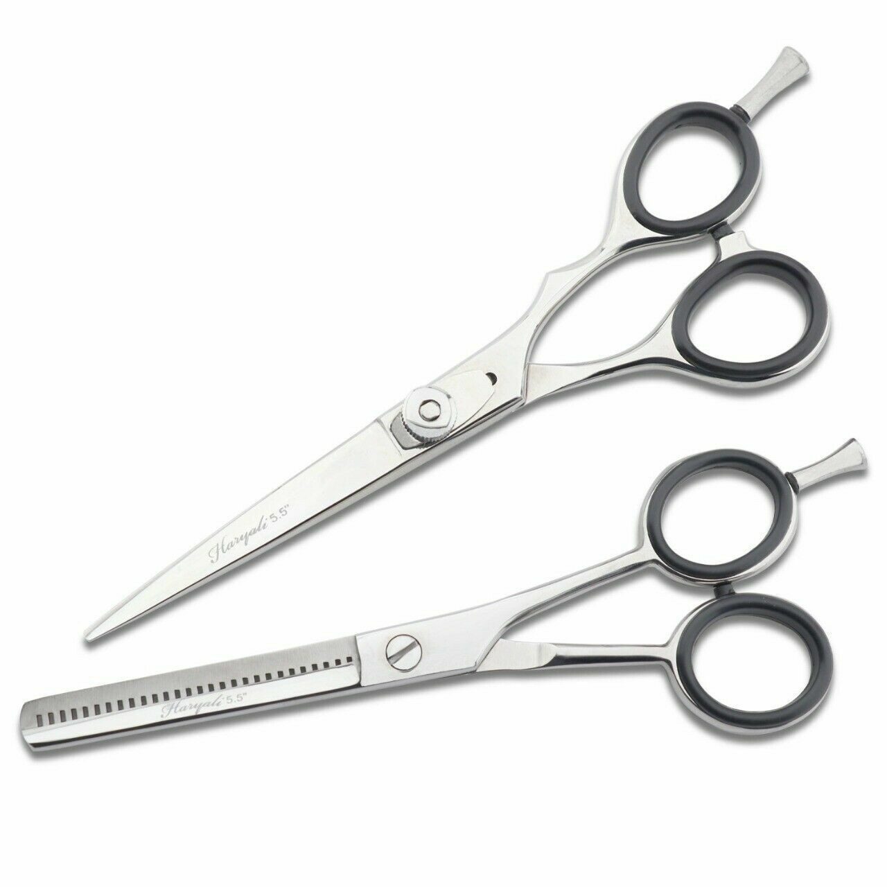 Haryali London Haarschere Friseur-Haarscheren-Set, Haarschneideschere und Haarausdünnung, 14 cm, (Paar-Kit-Set, 2-tlg), am besten für Friseur oder Salon