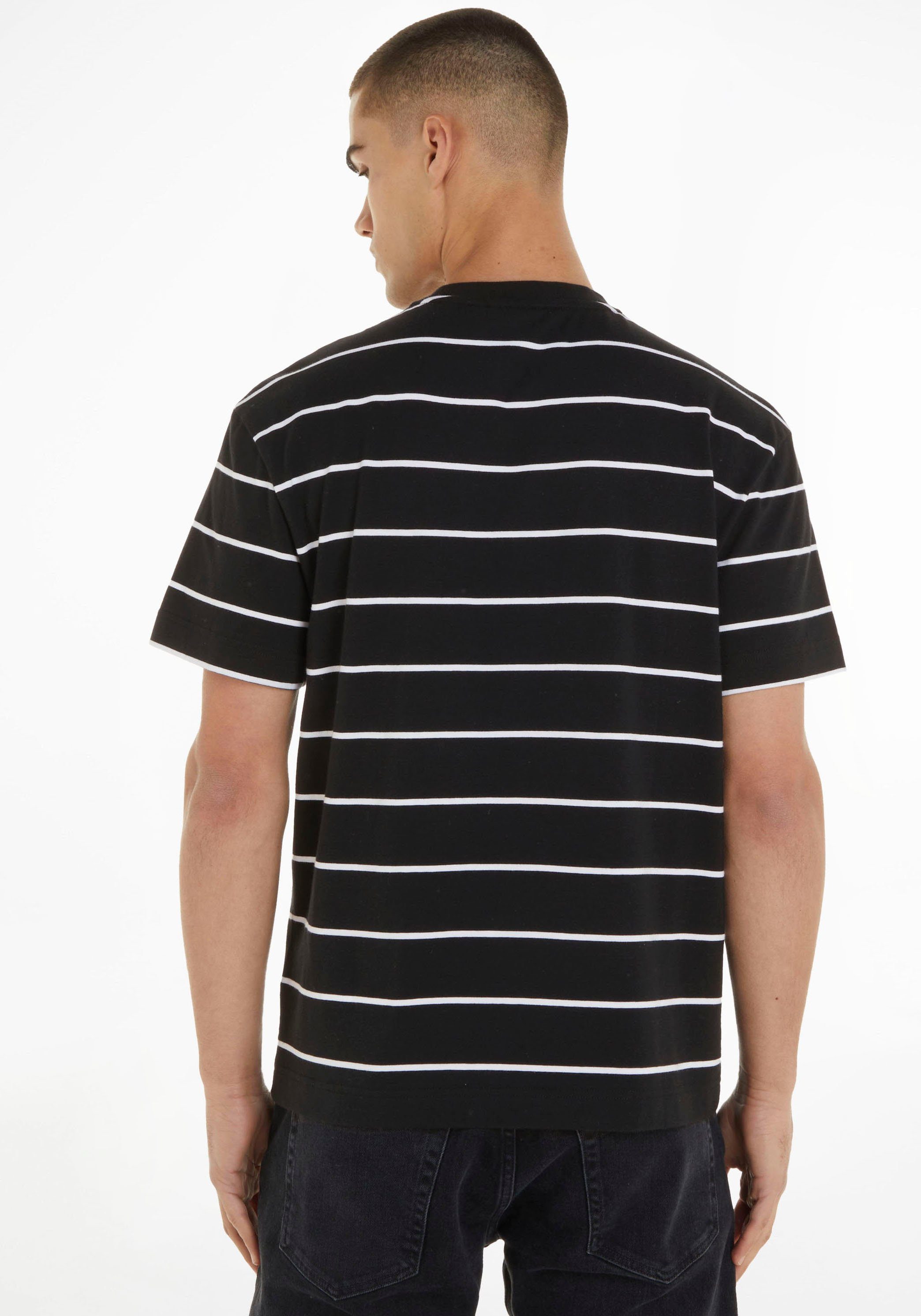 Calvin Calvin stripe white auf Logo Brust Kurzarmshirt Klein der mit Klein