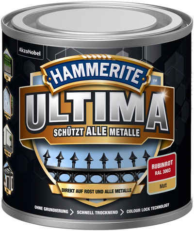 Hammerite  Metallschutzlack ULTIMA schützt alle Metalle, 3in1, rubinrot RAL 3003, matt