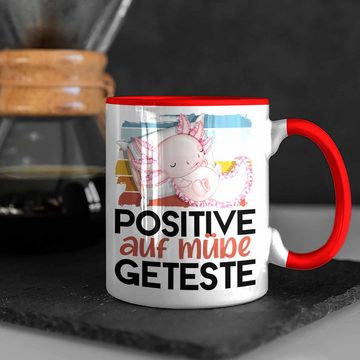 Trendation Tasse Axolotl Tasse Geschenk Positiv Auf Müde Getestet Schwanzlurch