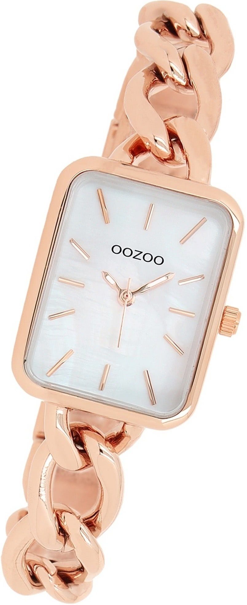 OOZOO Quarzuhr Oozoo Damen Armbanduhr Timepieces, Edelstahlarmband 2,5x28,5mm rosegold, Gehäuse, Damenuhr rechteckiges