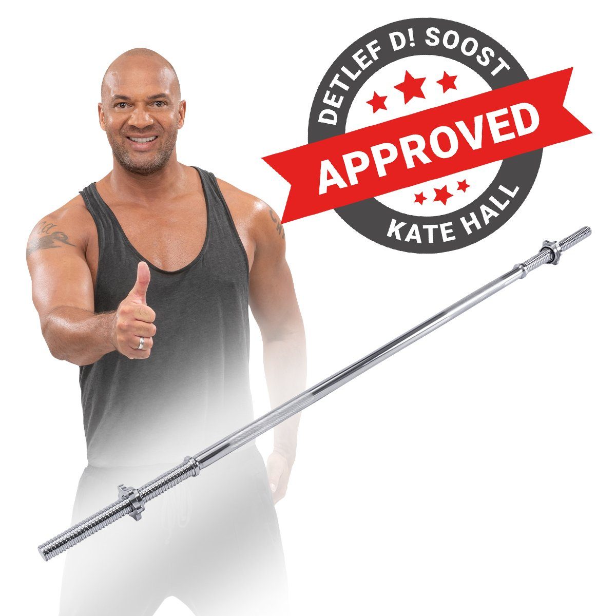 Miweba Sports Langhantelstange Profi Langhantel Stange LH300 inkl. Sternverschlüsse, Stahl, 150,00 cm (Workout, Training, Ganzkörpertraining, Muskelaufbau, Krafttraining, Hanteltraining, 3-tlg., Ø30mm, 150.0 x 6.7 x 6.7 cm, 230 kg max. Belastung, Stahl, gerändelt), Gewichtheben Fitnesshantel Hantelstange - Fitness Hantel Stange Set