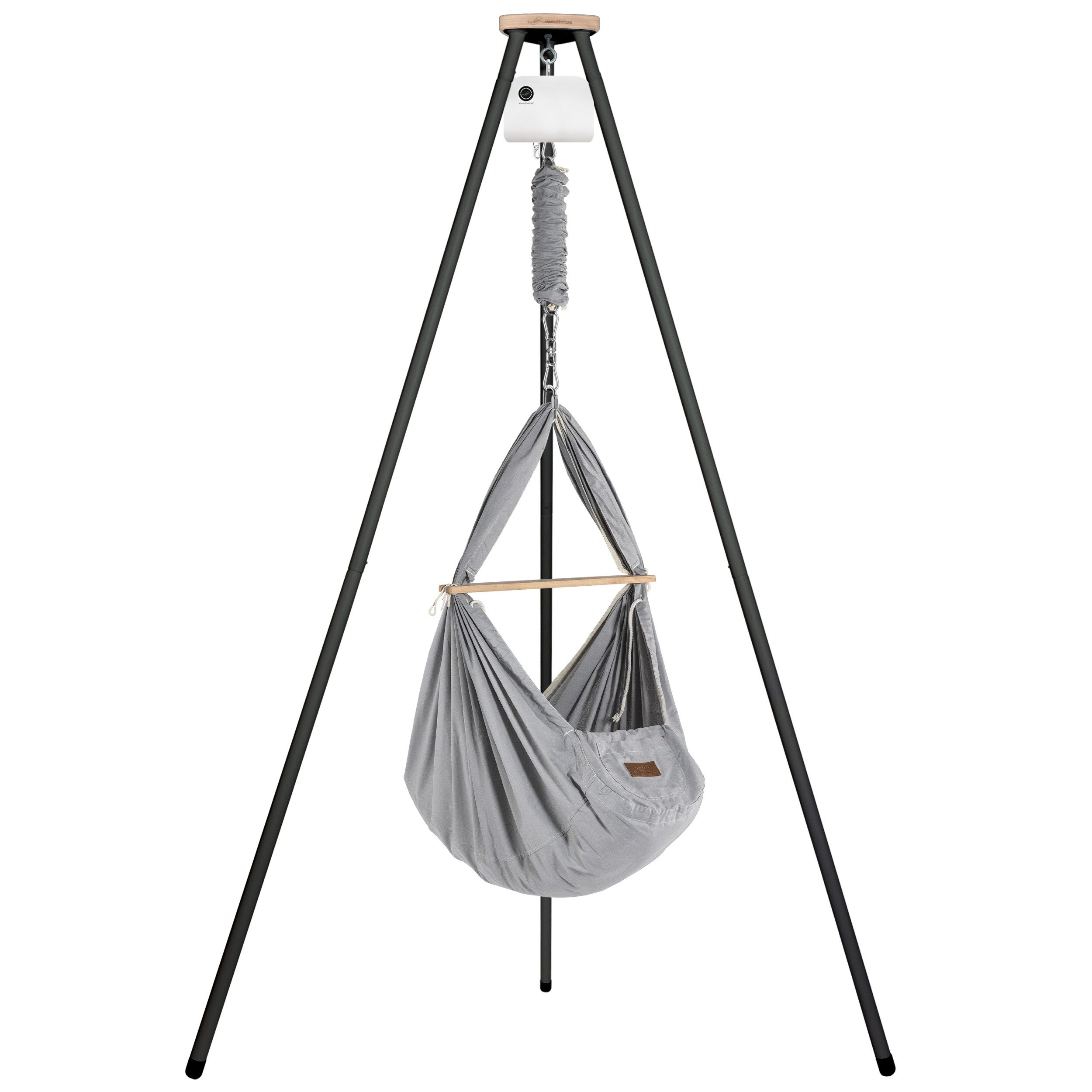 Stubenbett Federwiege Bio Grey mit Tipi Anthrazit und Motor