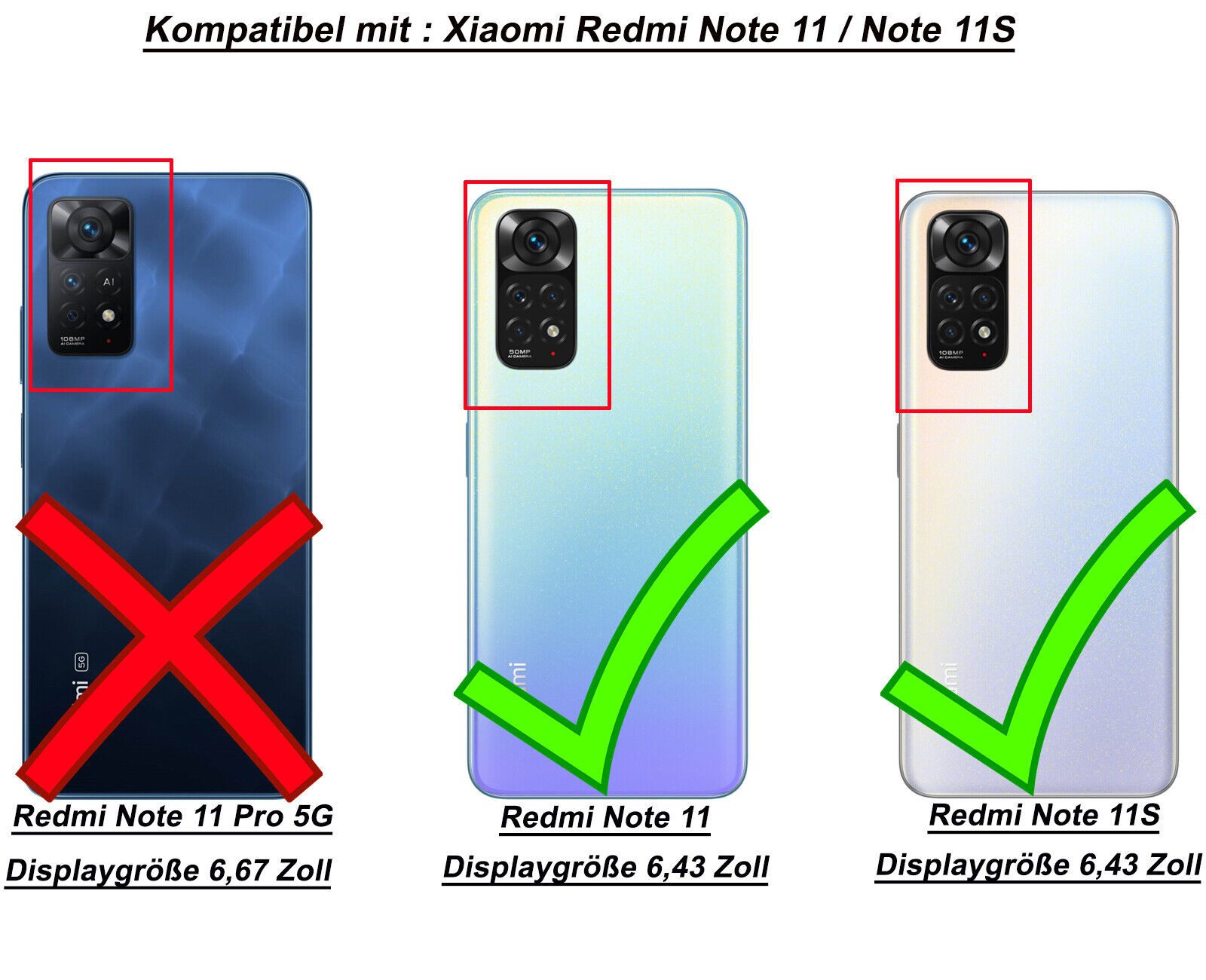 betterfon Handyhülle Handytasche für Xiaomi Redmi Note 11 / 11S 4G Schutzhülle Klapphülle, Bookstyle-Hülle: Magnetverschluss 3 Kartenfächer & Standfunktion – Bild 2 von 5