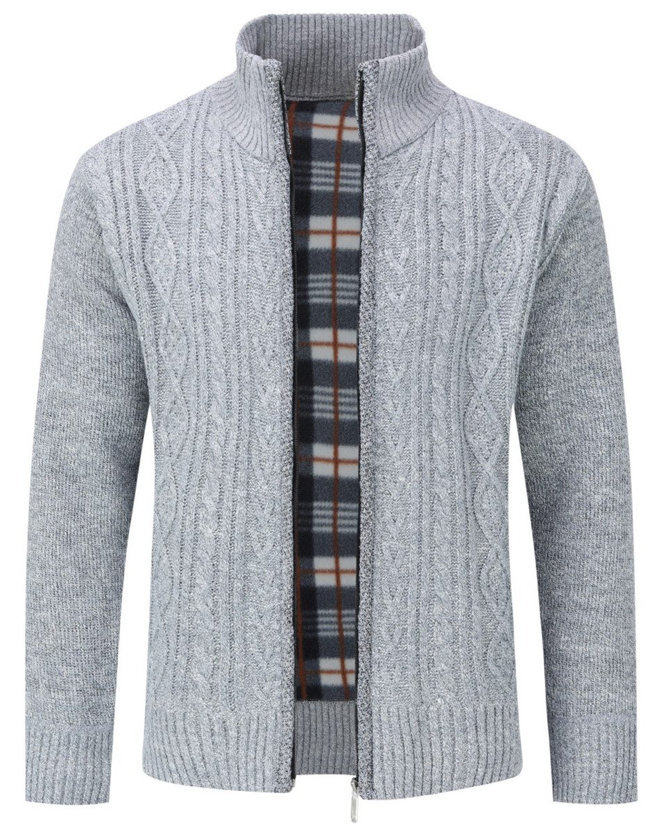 Allthemen Cardigan mit Stehkragen Herren Strickjacke mit reißverschluss