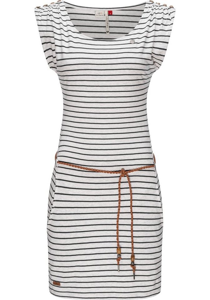 Ragwear Shirtkleid Chego Stripes Intl. stylisches Sommerkleid mit  Streifen-Muster, Gestreiftes Shirtkleid mit Rundhalsausschnitt und Taschen