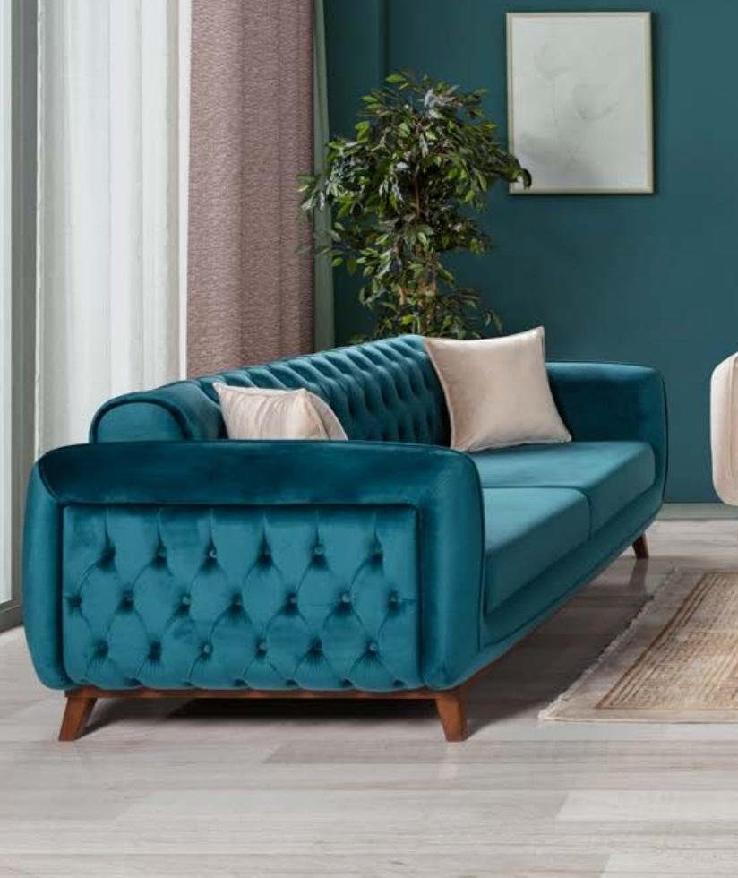 JVmoebel Sofa, Design Couch Polster Sofas Stoff Turkis 3 Sitzer Dreisitzer