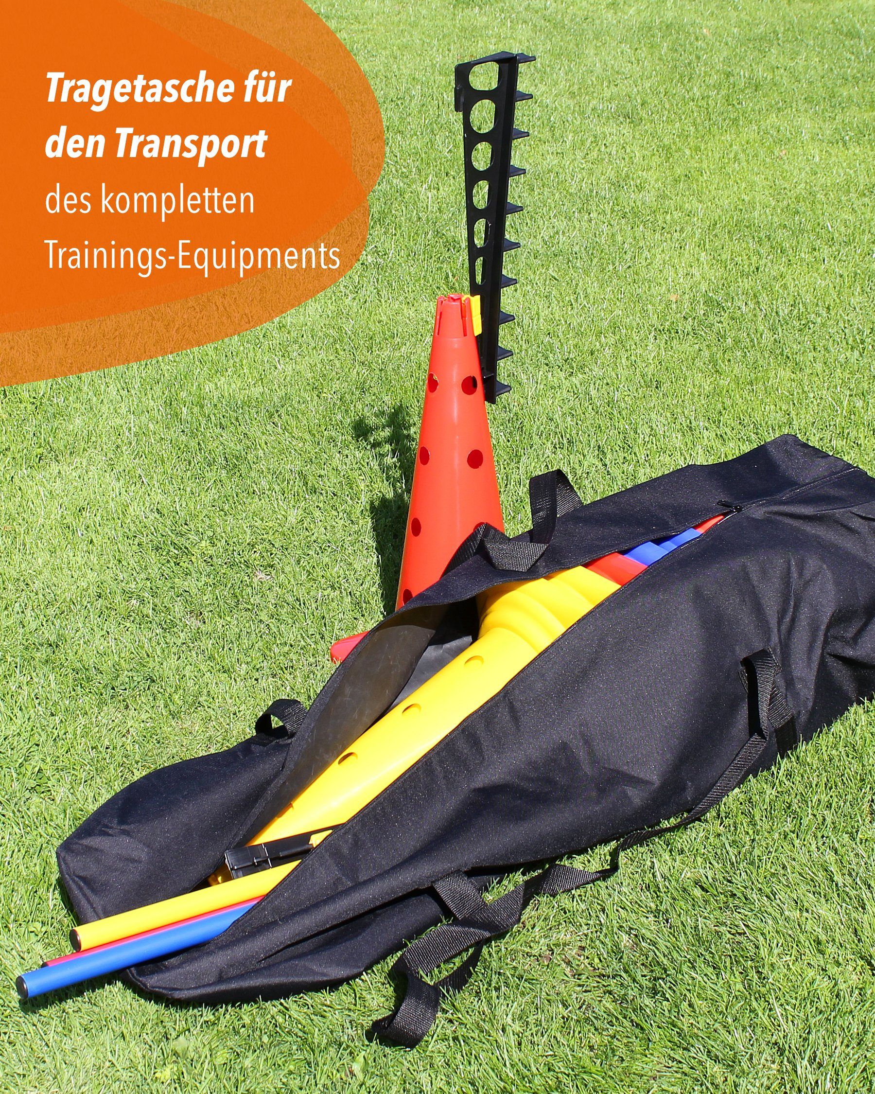SPORTIKEL24 Sporttasche Tasche für Kombi Kegelhürde 50 und Stange bis 120 cm