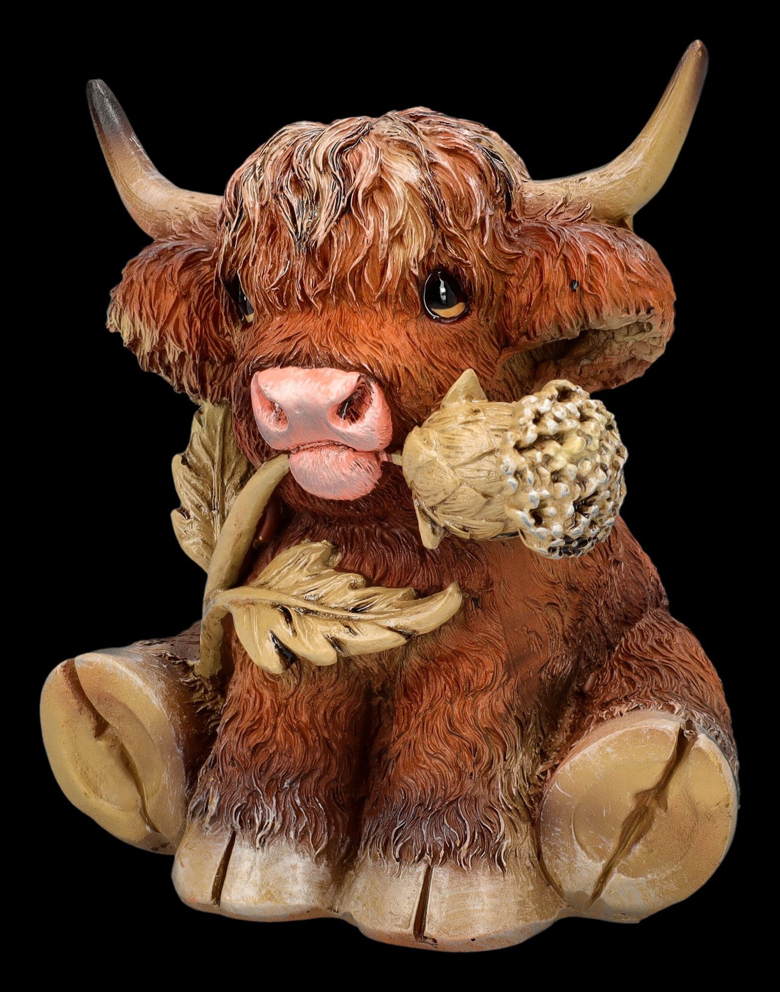 Figuren Shop GmbH Tierfigur Nemesis Now Hochlandkuh Figur – Handbemalte Polyresin Statue 10.5 cm