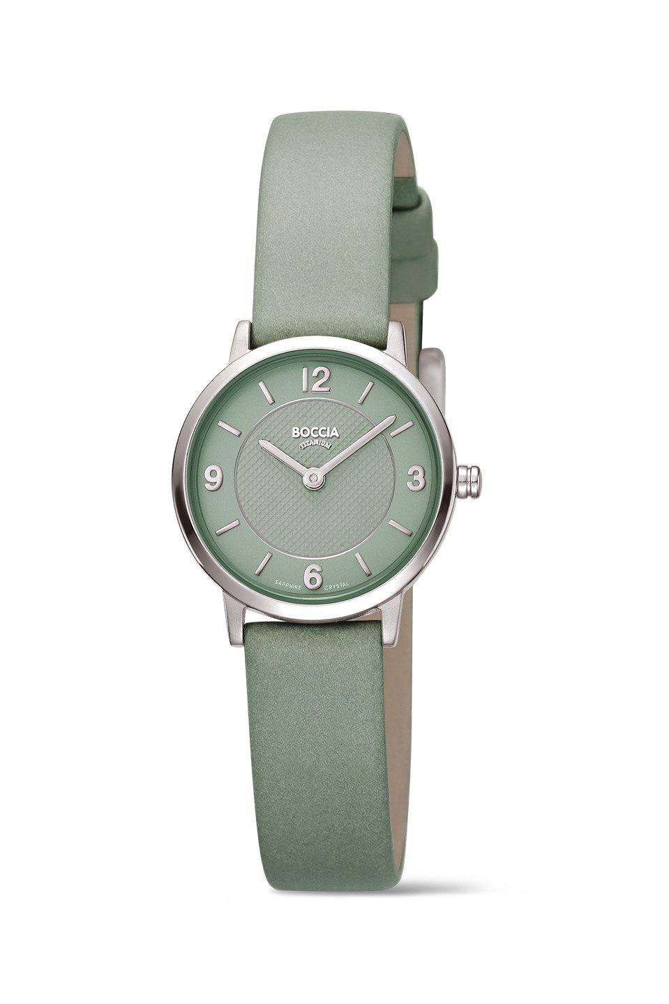 Boccia Quarzuhr Boccia Armbanduhr Damen Trend 3371-01 Titan, Lederband, Grün, (1-tlg)