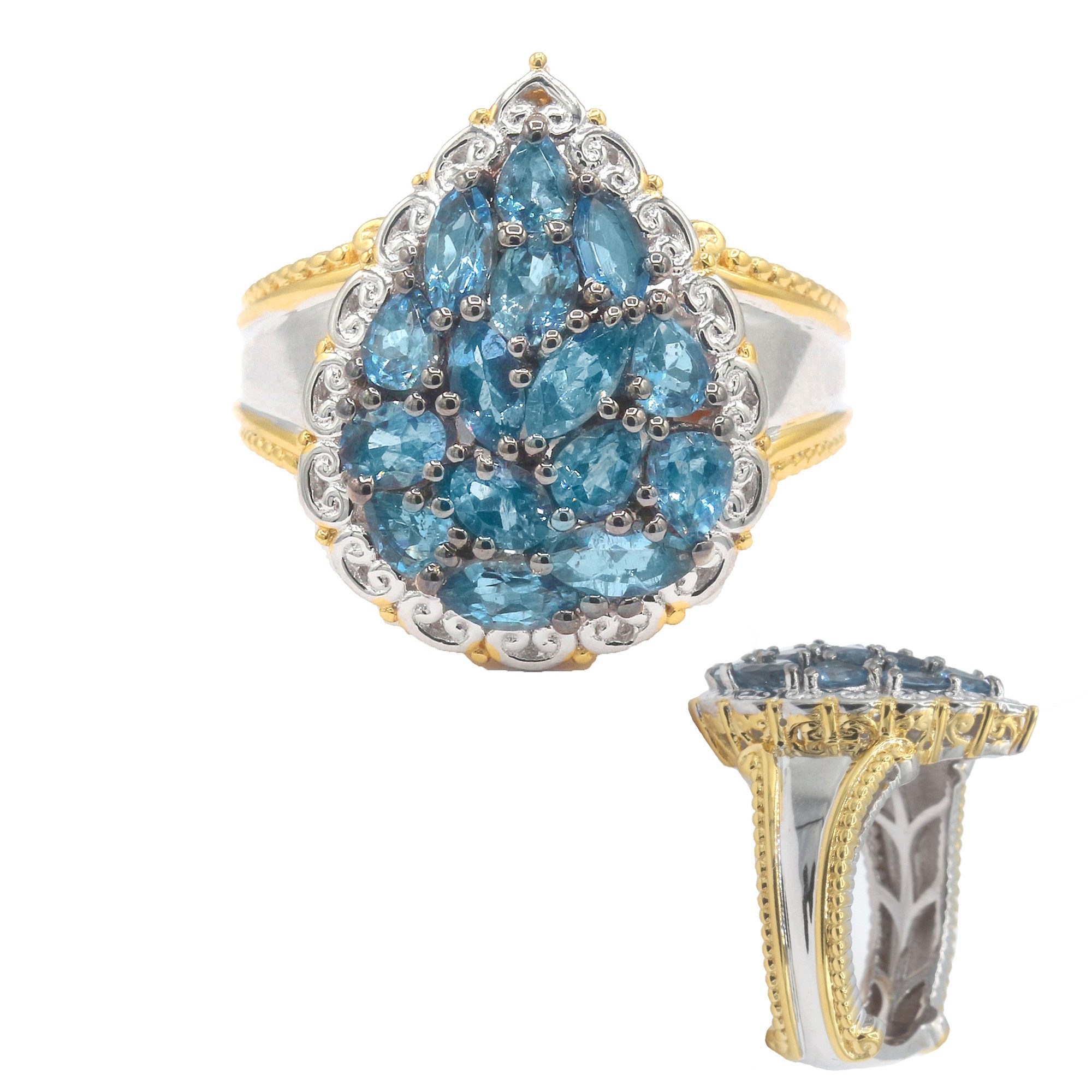 Cavill Silberring Cavill Ring 1,86 ct Aquamarin Tropfen Silber Echtschmuck Blau (1-tlg)