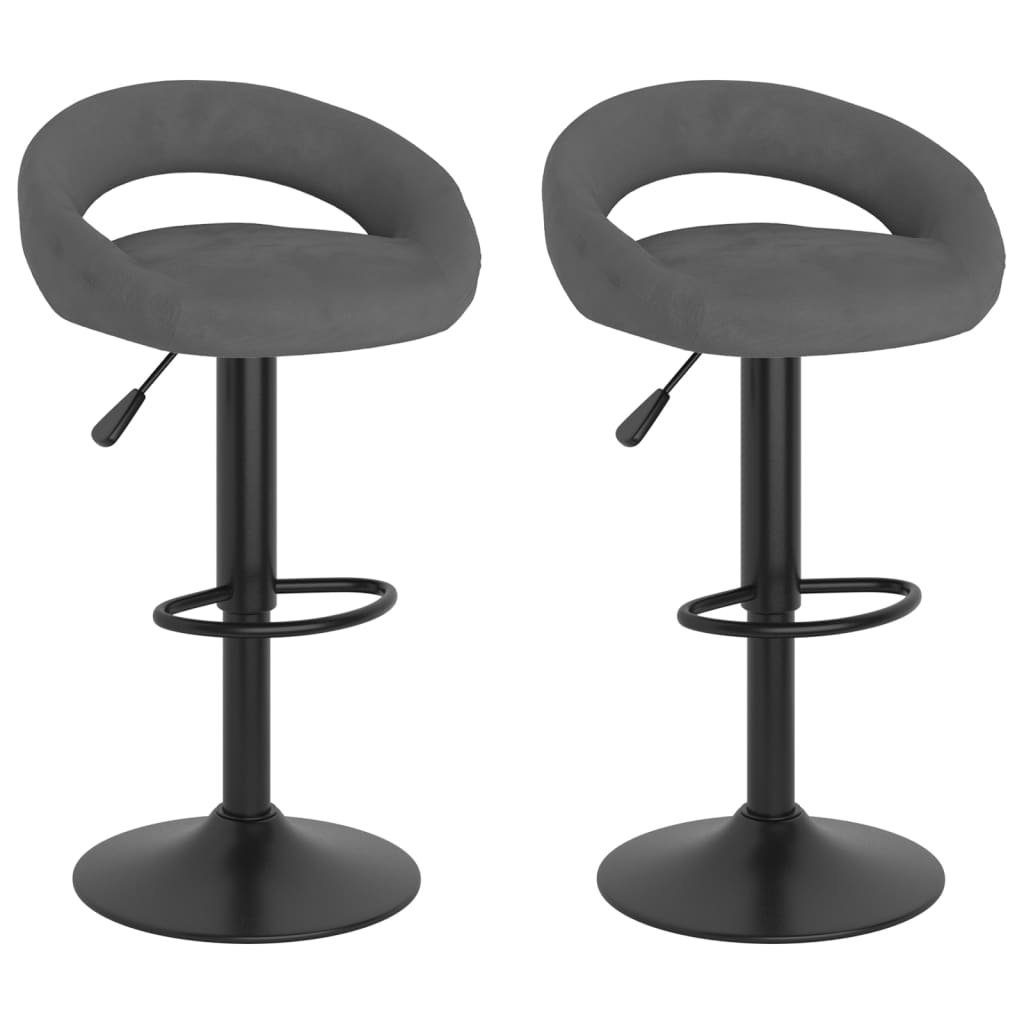 Barhocker Barhocker 2 Stk. Dunkelgrau Samt