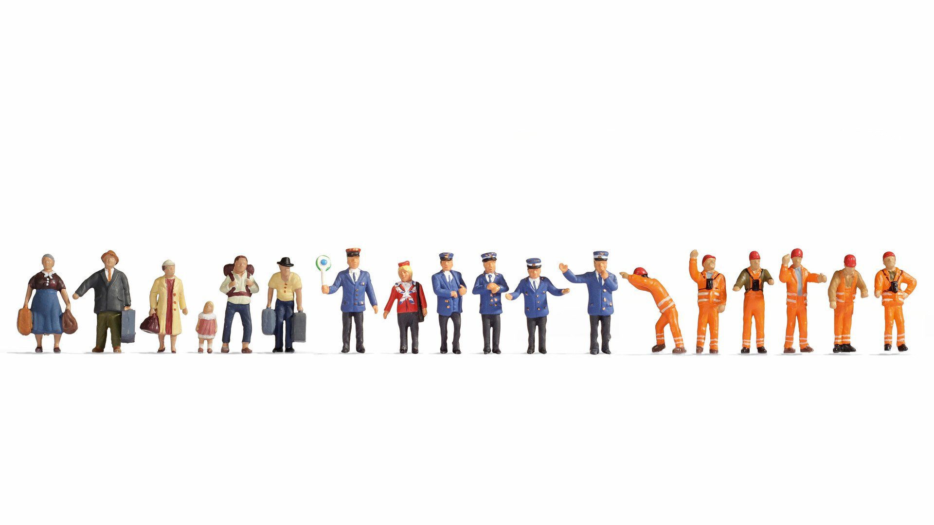 NOCH Modelleisenbahn-Figur NOCH® XL-Set „Am Bahnhof“, 18 Figuren handbemalt