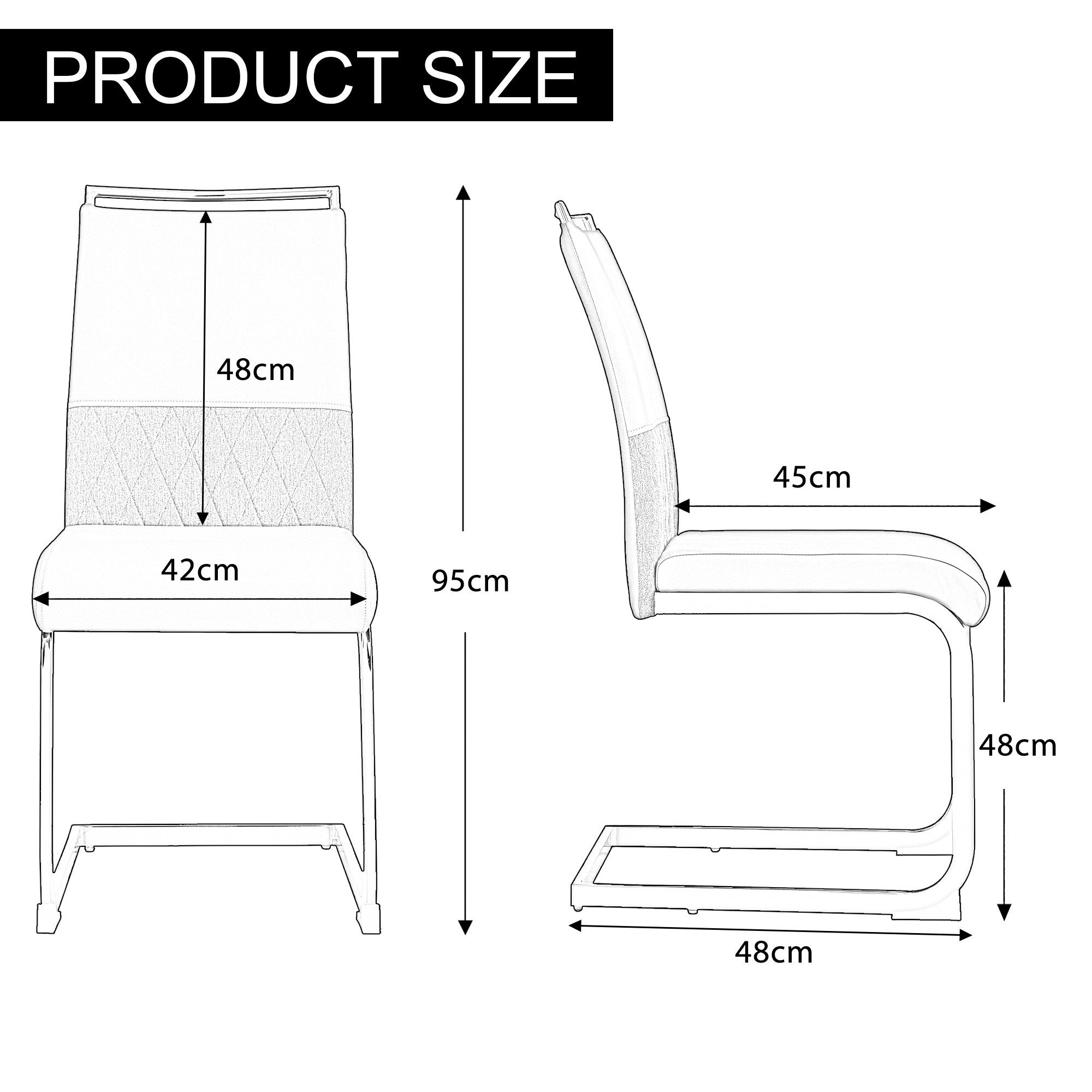 Freischwinger (Esszimmerstuhl, 2 St), Sitz gepolstert, Gestell aus Metall, Stuhl belastbar bis 150 Kg