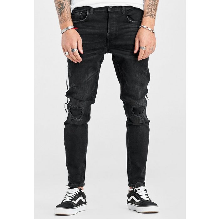 2Y Premium Slim-fit-Jeans BELAS mit trendigen Seitenstreifen