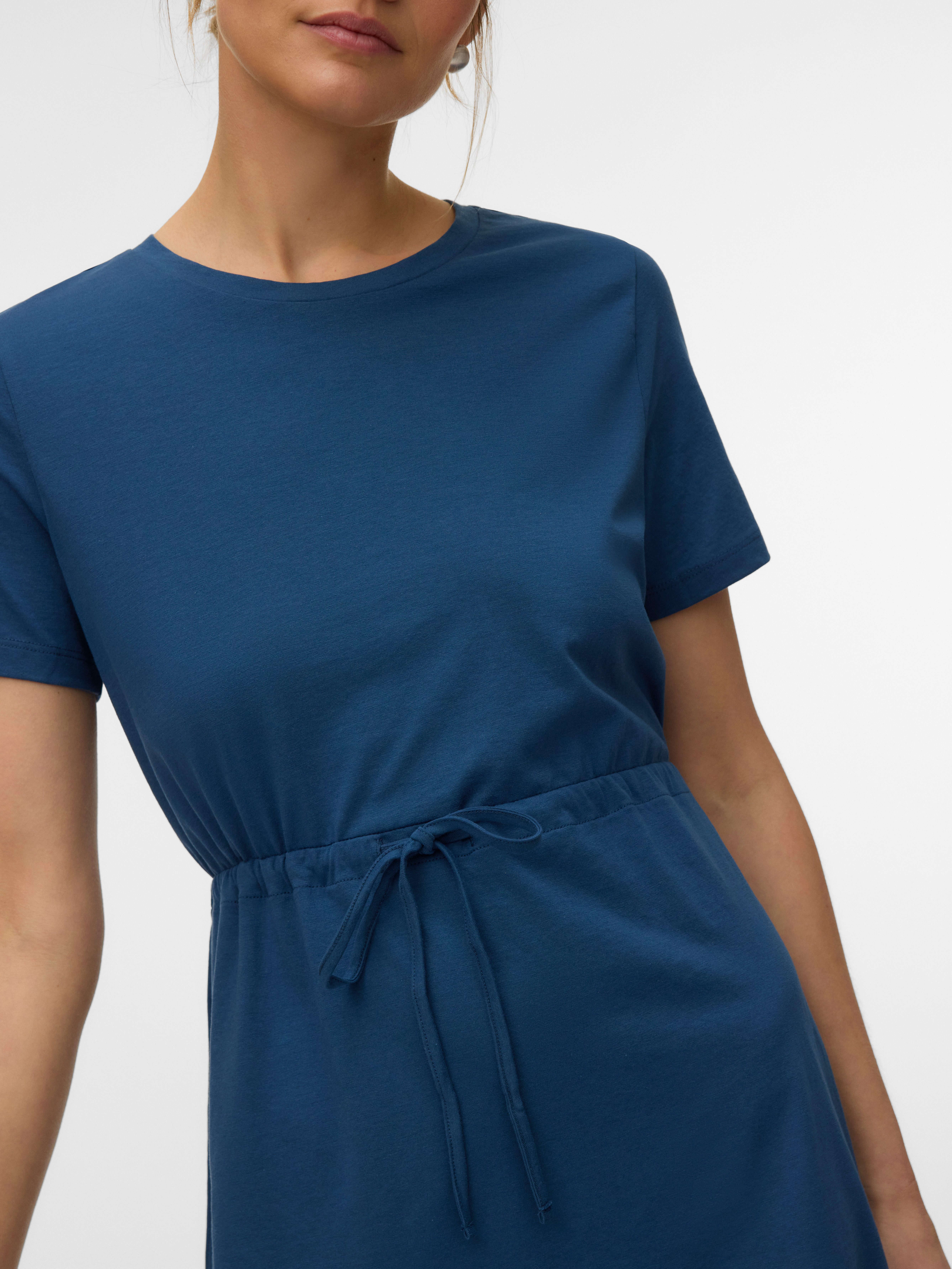 Vero Moda Shirtkleid VMLUNA SS SHORT STRING DRESS JRS NOOS Baumwollmischung, regular fit