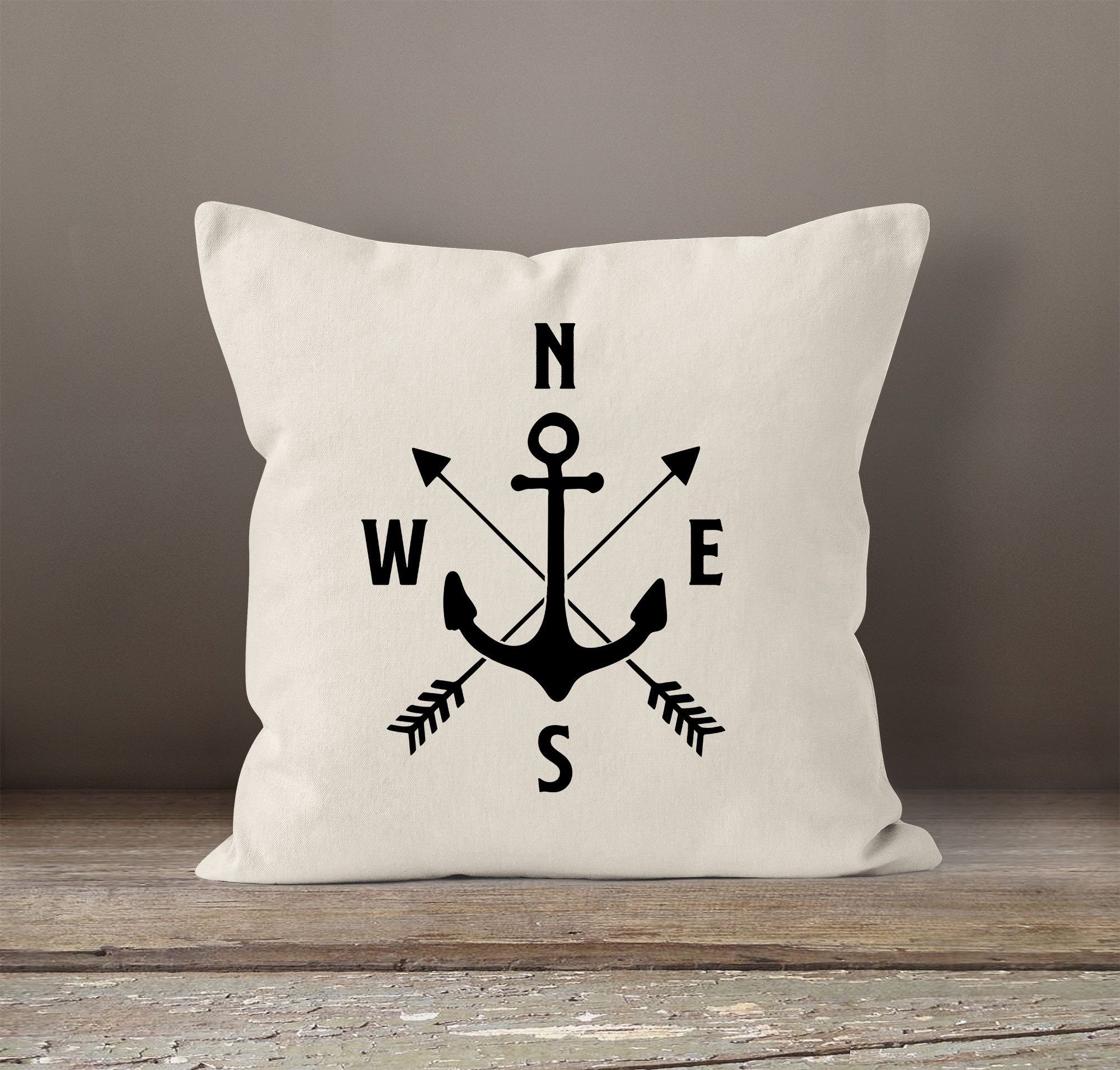 MoonWorks Dekokissen Maritimer Kissen-Bezug Anker Kompass günstig online kaufen