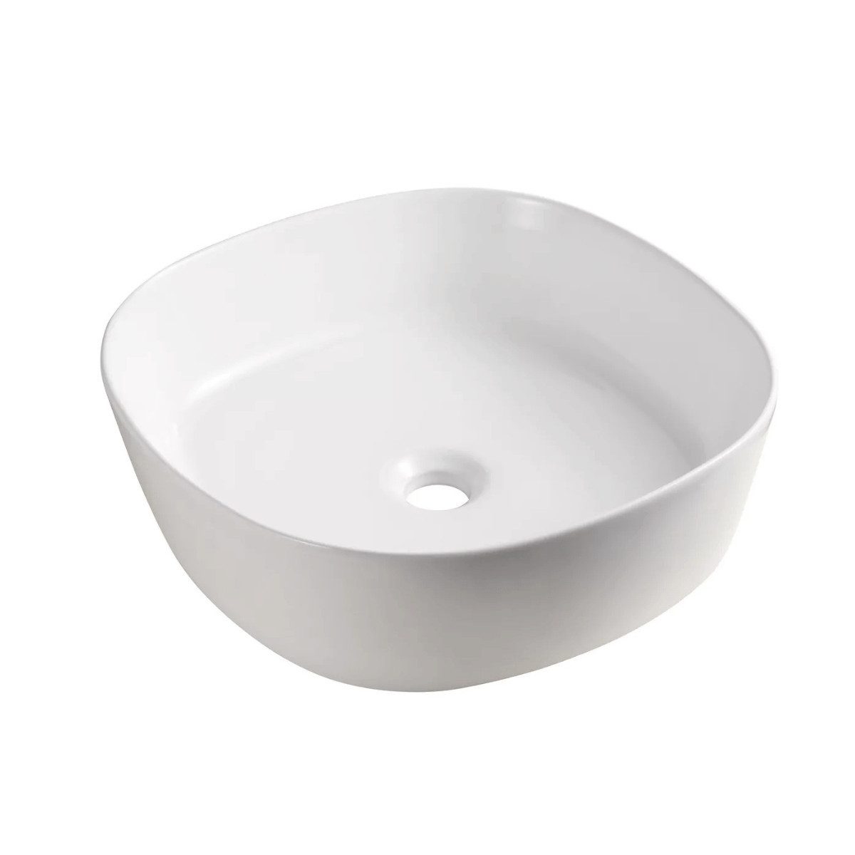 VEROSAN Waschbecken Verosan Aufsatzwaschbecken 44,5 cm "Salzburg" weiß (1-St), Quadratisch abgerundete Form