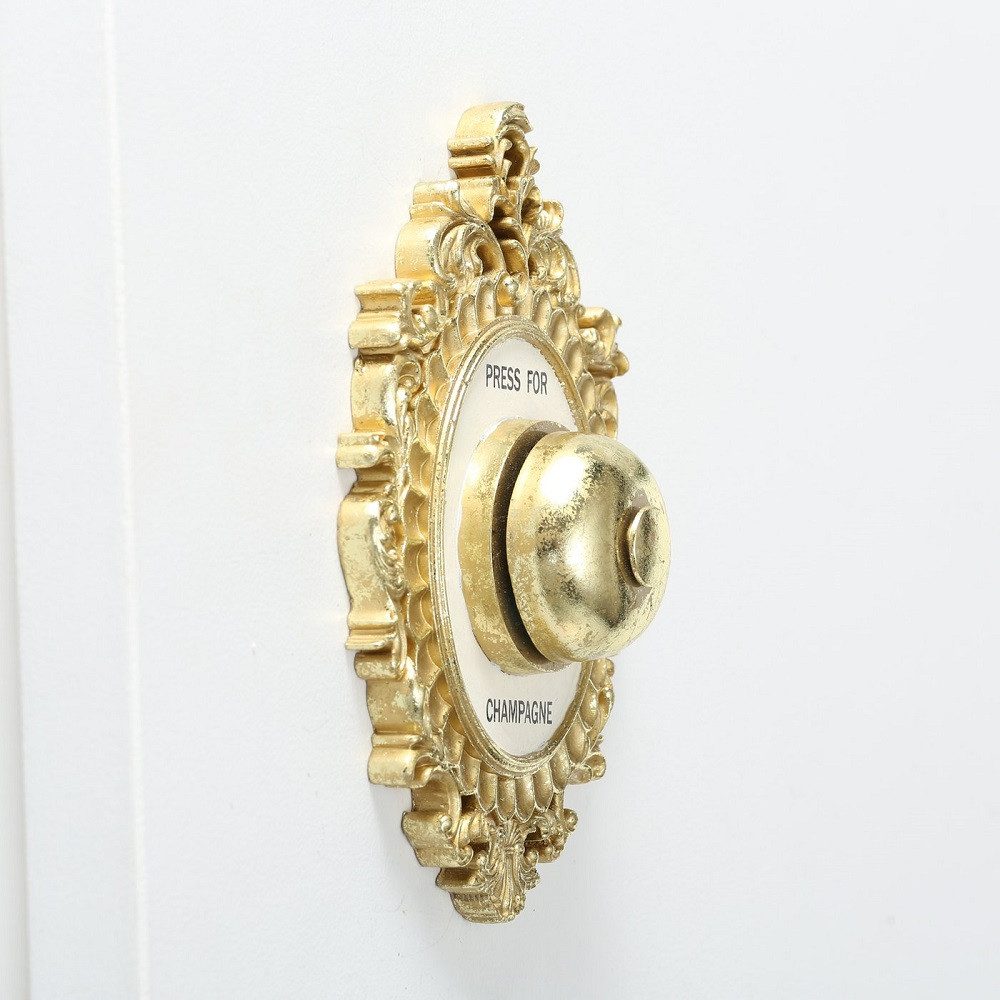 BOLTZE GRUPPE Hängedekoration Wand-Objekt Klingel Glocke Press for Champagne gold Kunstharz L 23 cm – Bild 3 von 3