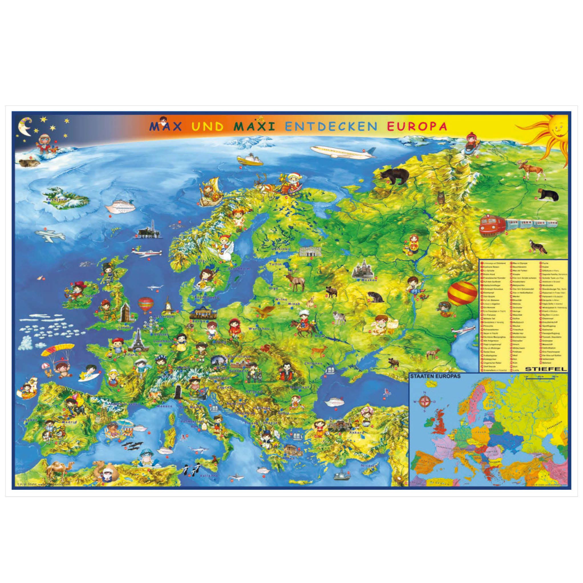 STIEFEL Poster Kindereuropakarte, 95 x 65 cm