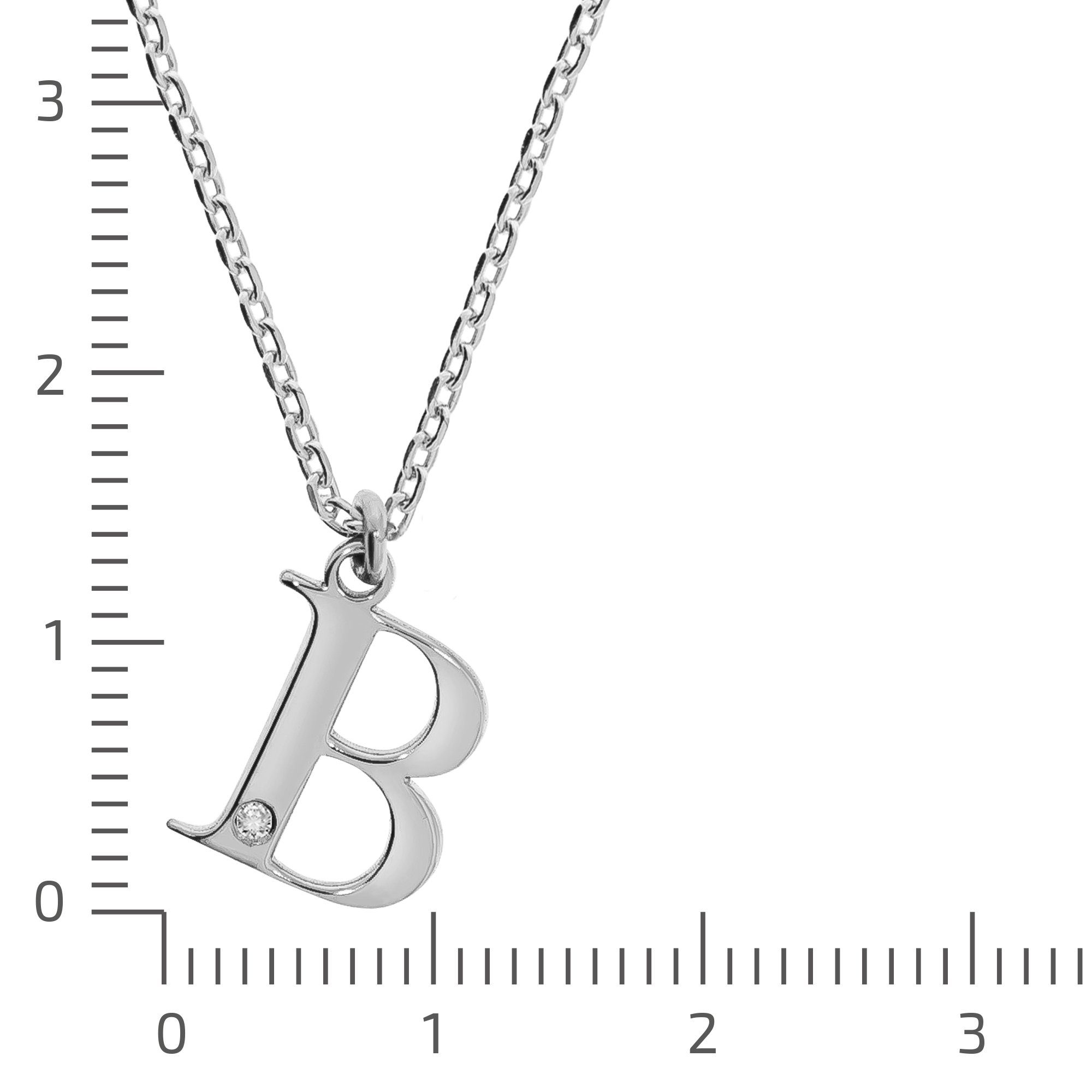 Diamonds by Ellen K. Kette mit Anhänger Silber 925 mit 1x Diamant 0,008ct. Buchstabe B