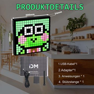 Bedee Hinweisschild LED Einzelrahmen Display Pixel Art Digitaler Bilderrahmen, (1 St., Smart App Steuerung), 16 * 16 Home Dekor Kalender Uhr, Gaming Gadgets