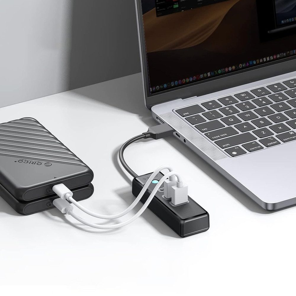 ORICO USB-Hub Verteiler HUB (3-in-1, USB-A, 2x USB-A, 1x USB-C, kompakt)